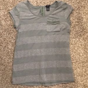 Rue 21 Green & Grey Striped T-shirt